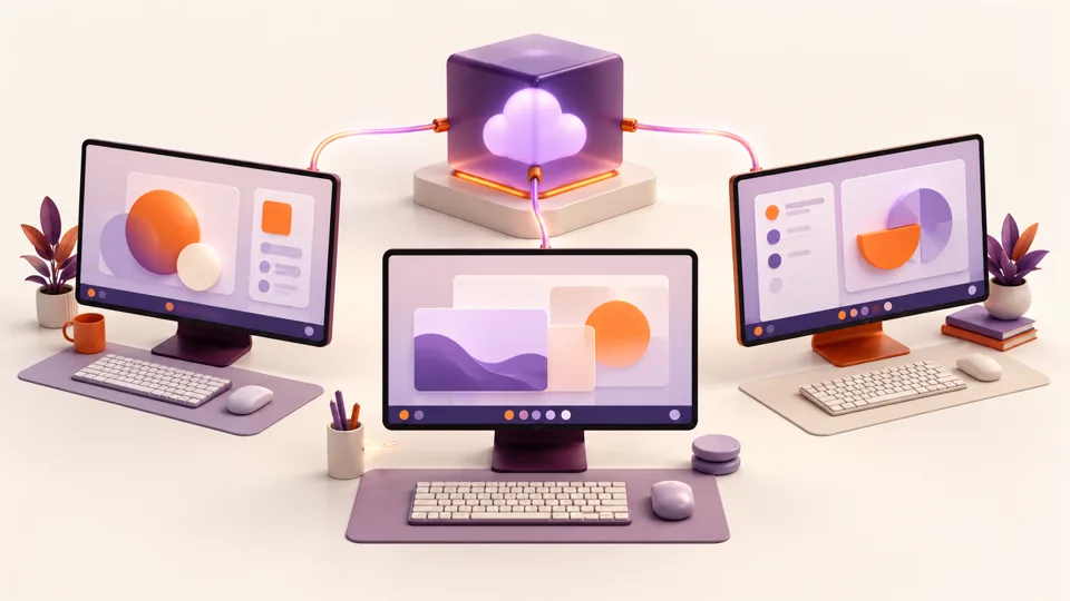 Illustrazione di Desktop Online per aziende