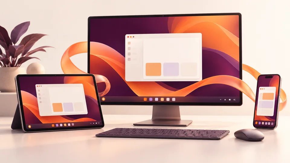 Illustrazione del desktop su PC, tablet e telefono